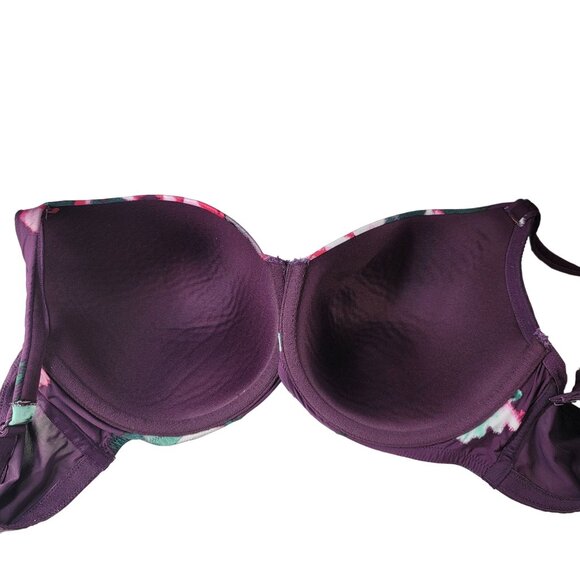 Cacique Floral Underwire Bra Purple 40DDD Adj Mesh Cooling French Full Coverage - Picture 7 of 10